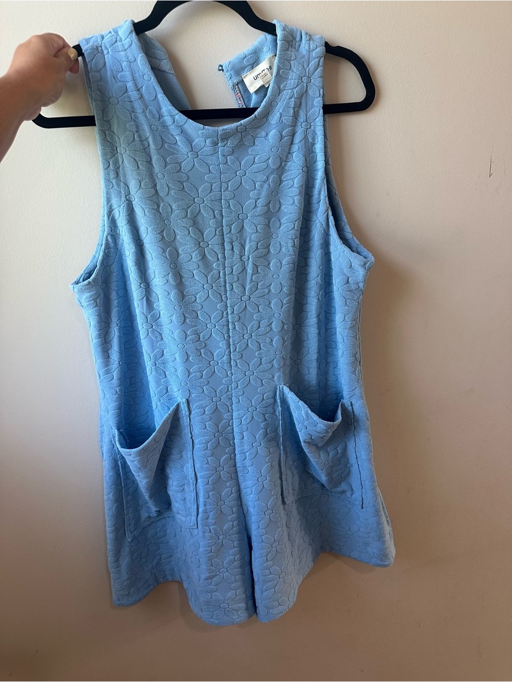 Umgee Light Blue Floral Textured Sleeveless romper